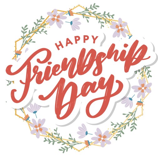 Happy Friendship Day Floral Card Vector Image