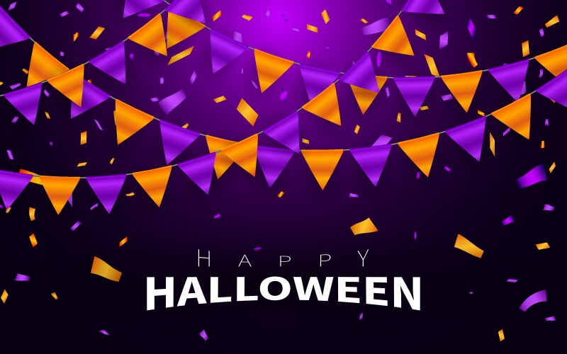 happy halloween carnival background orange purple vector image