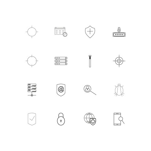 Internet security simple linear icons set vector image