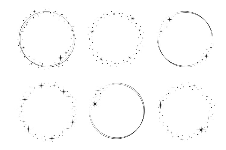 star circle frame set wreath round vector image