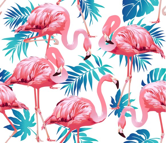 Flamingo Tropical Pattern Vector Image