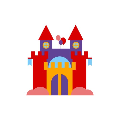 Pink princess cartoon castle isolated on white Vector Image