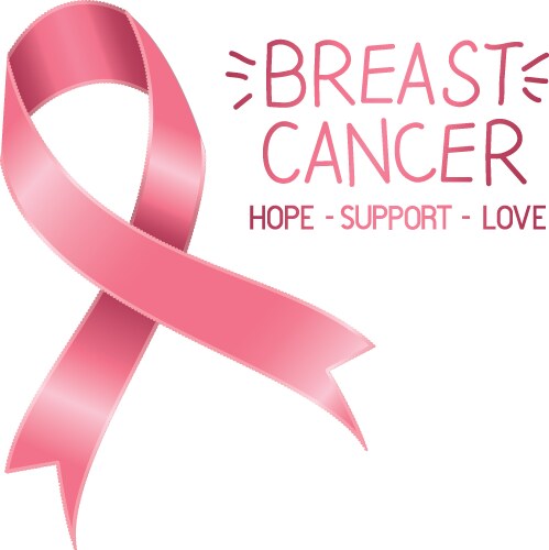 Breast cancer campaign ribbon with calligraphy Vector Image