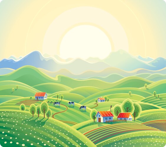 Farming landscape Royalty Free Vector Image - VectorStock