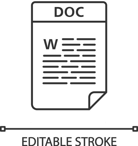Doc file linear icon word processing document vector image