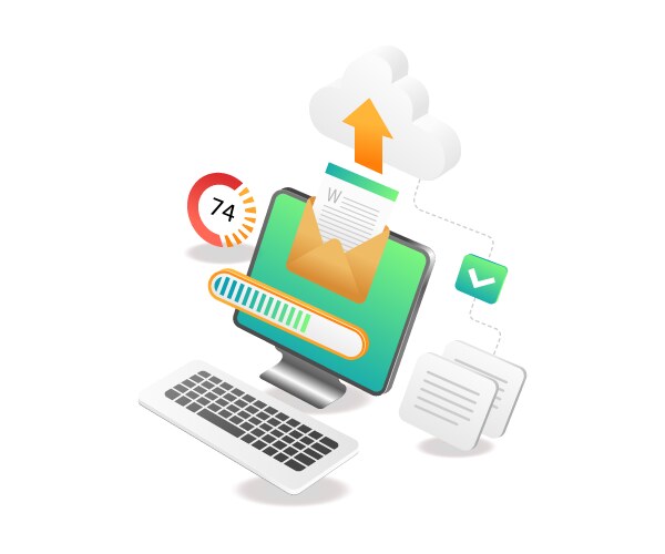 In progress sending data to cloud server vector image