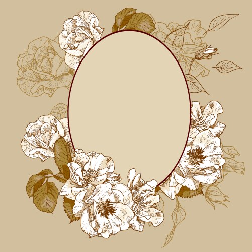 Oval banner with golden roses Royalty Free Vector Image