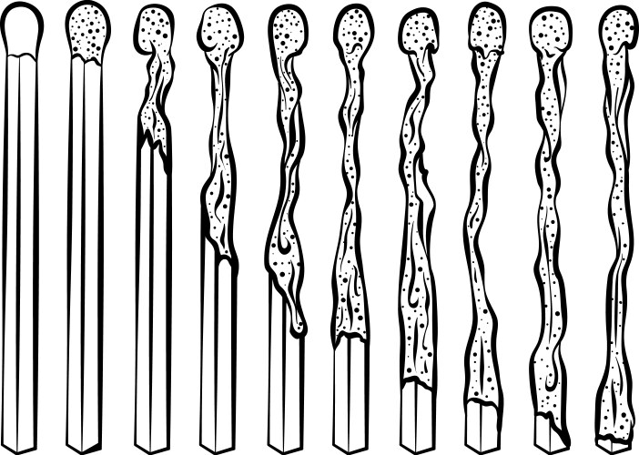 Burnt matches line art Vector Image