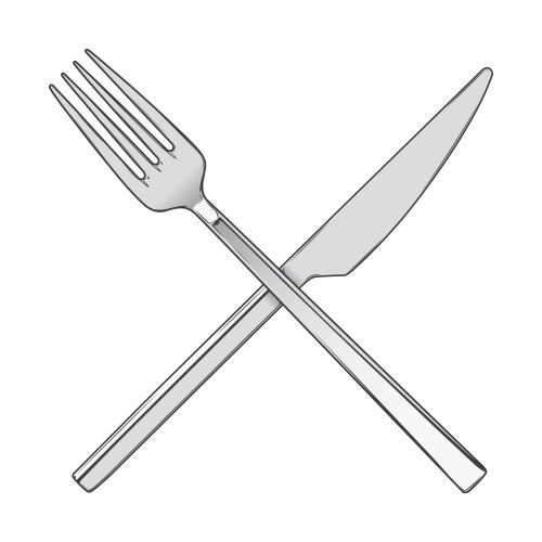 Crossed fork and spoon Royalty Free Vector Image