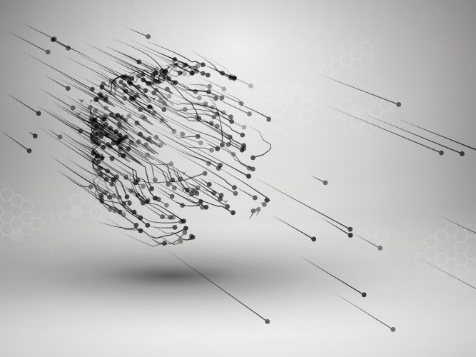 Cube with connected lines and dots wireframe mesh vector image