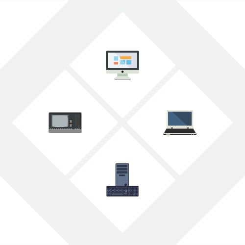 Flat icon computer set of display notebook vector image