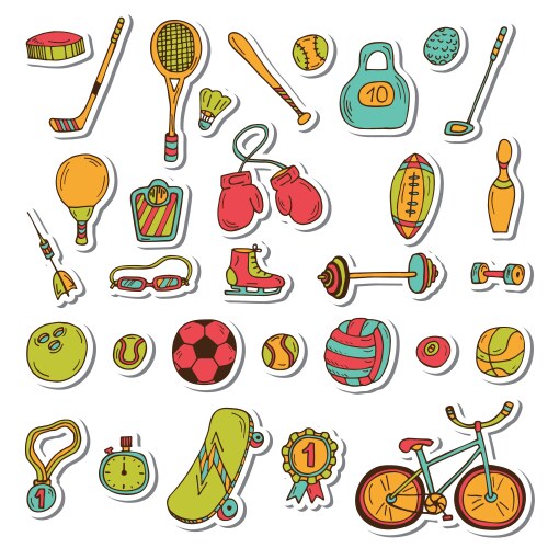 Sports & Fitness Sticker Pack Vector Image