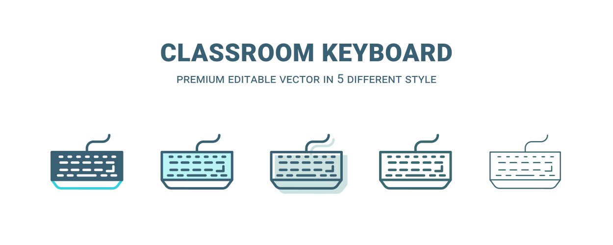 Classroom keyboard icon in 5 different style vector image