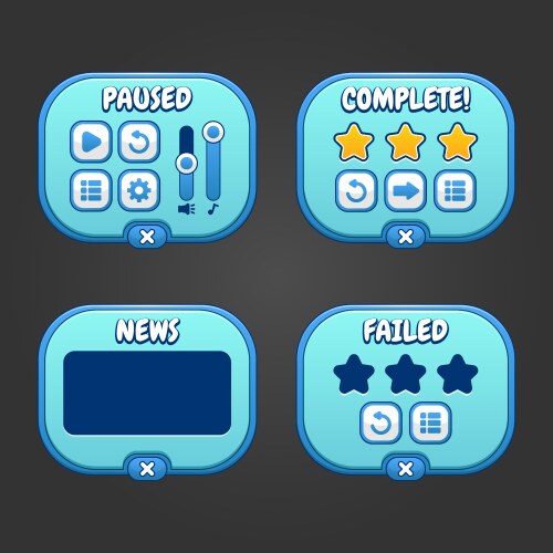 Complete blue menu of graphical user interface gui vector image