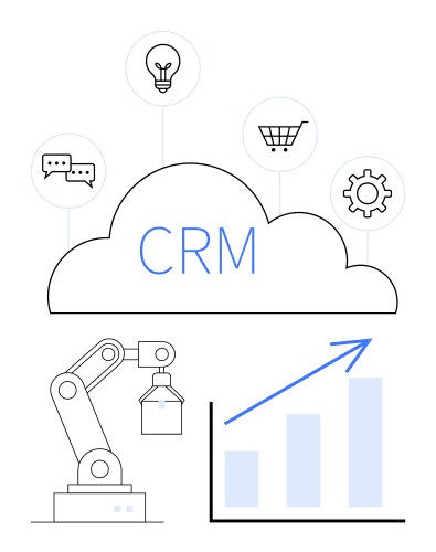 Crm integration with automation and key vector image