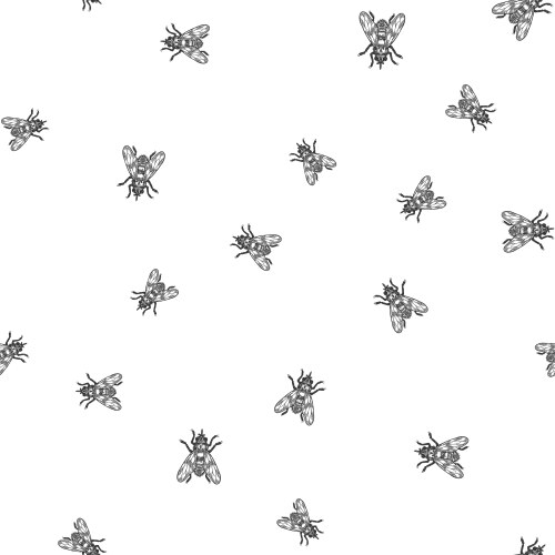 Fly Seamless Pattern - Sketch Vector Image