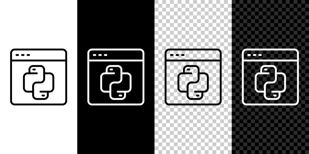 Set line python programming language icon isolated vector image