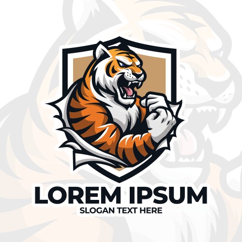 tiger mascot logo design with shield shape vector image