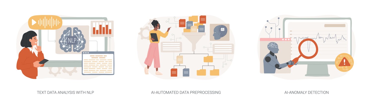 Ai automation in data analysis abstract concept vector image