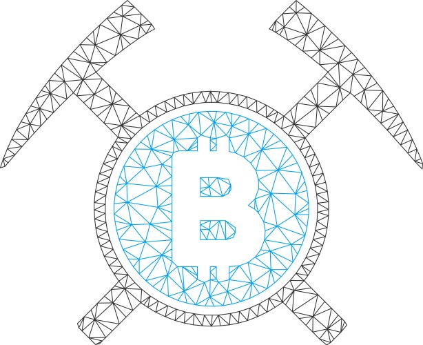 Bitcoin mining hammers mesh 2d model vector image