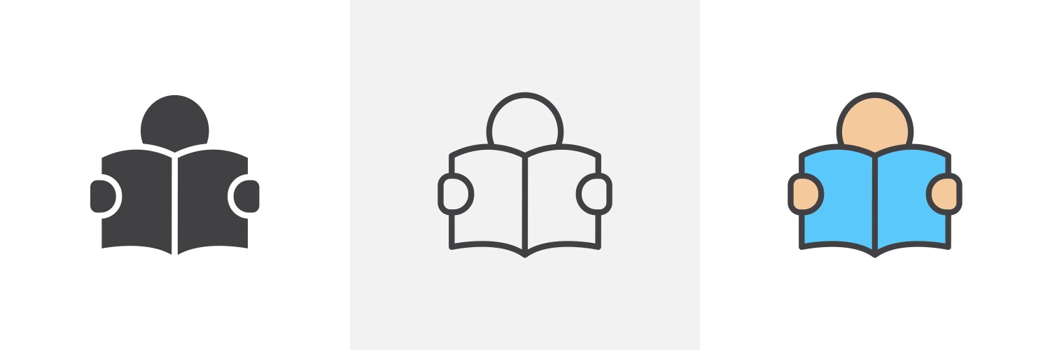 Reading icon set on white background Royalty Free Vector