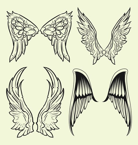 Heraldic wings set Royalty Free Vector Image - VectorStock