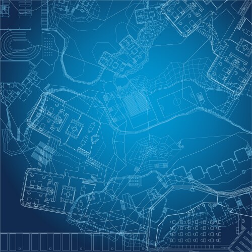 Blueprint with architectural equipment Royalty Free Vector