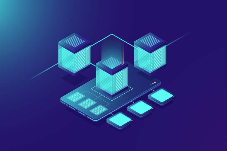 Cloudy storage server mobile phone data upload vector image