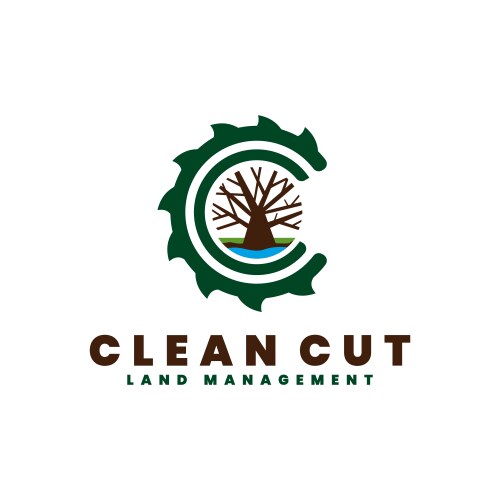 Land Management Logo - Cutting & Growth Vector Image