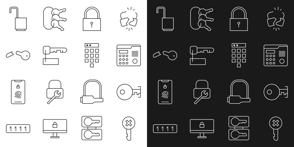 Set line wrong key house intercom system lock vector image