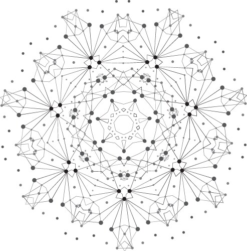Shape molecular structure with lines and dots vector image