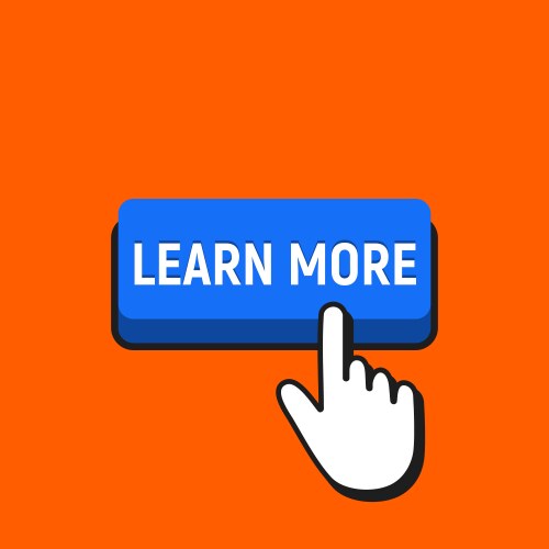 Hand mouse cursor clicks the learn more button vector image