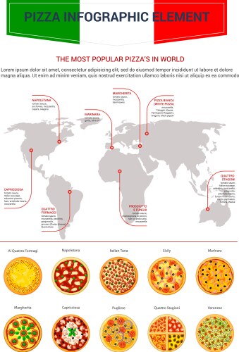 Pizza popular world map infographics vector image