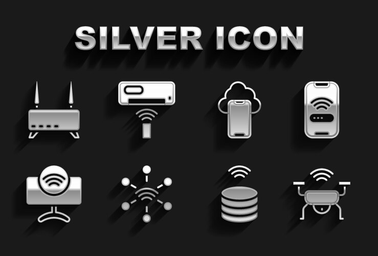 Set network mobile with wi-fi wireless smart vector image
