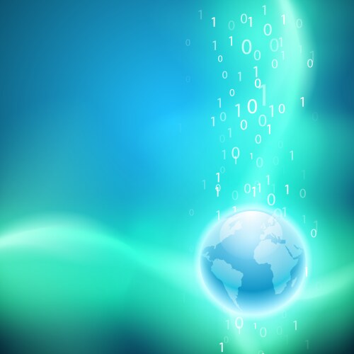 Stream of binary code to the globe vector image
