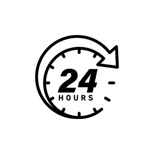 Twenty four hours icon set clock service support vector image