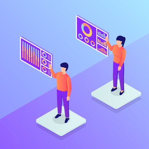 Data presentation with graph and chart man vector image