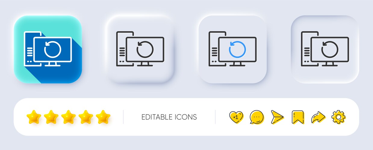 Recovery computer line icon backup data sign vector image