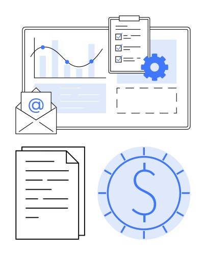 Digital workflow with email analytics documents vector image