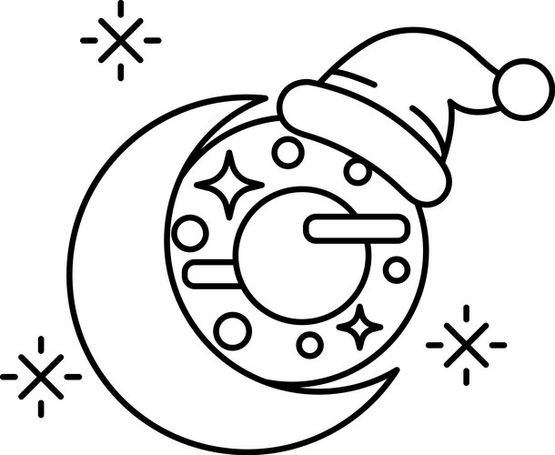 Donut on Crescent Moon with Stars Vector Image