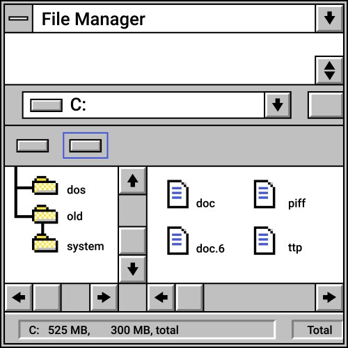 interface of file manager with docs and files vector image vector image