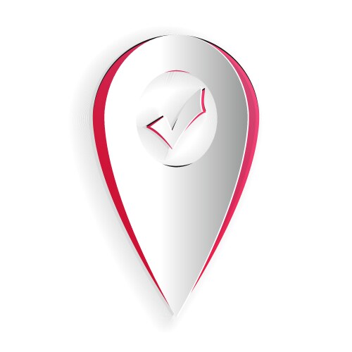 Paper cut map pointer with check mark icon vektorbild