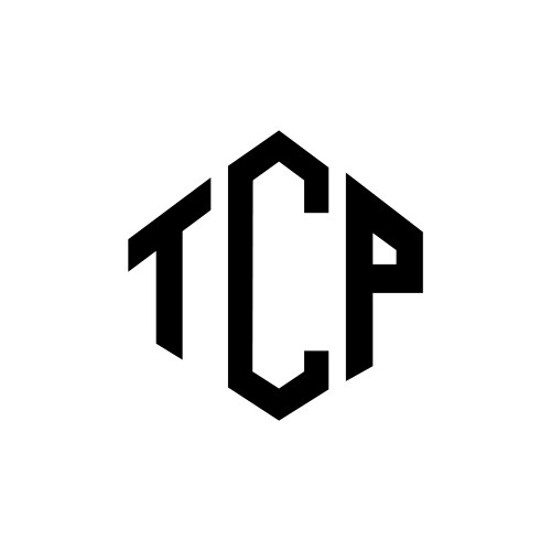 Tcp letter logo design with polygon shape vector image
