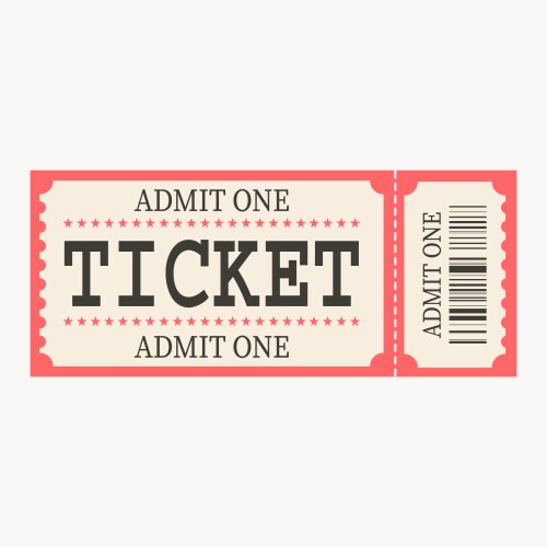 Retro ticket design template admit one vector image