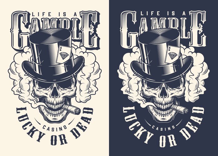 skull casino concept t-shirt print vector image