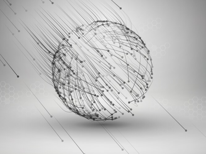 Sphere with connected lines and dots wireframe vector image