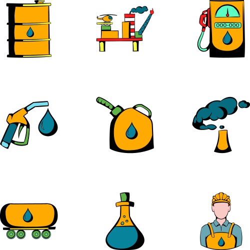 Petrol icons set cartoon style Vector Image