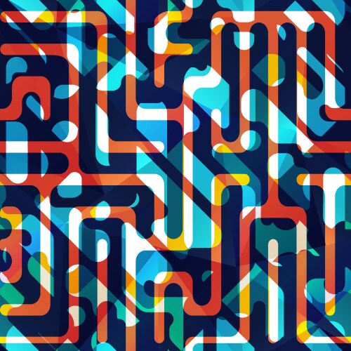 abstract red and blue maze seamless pattern vector image