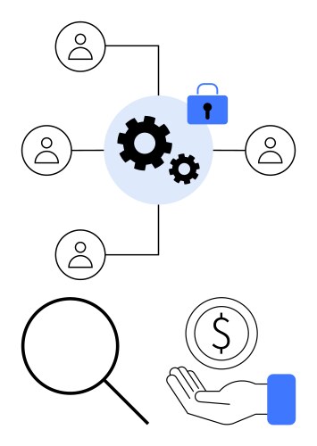 Connected teamwork framework with security vector image
