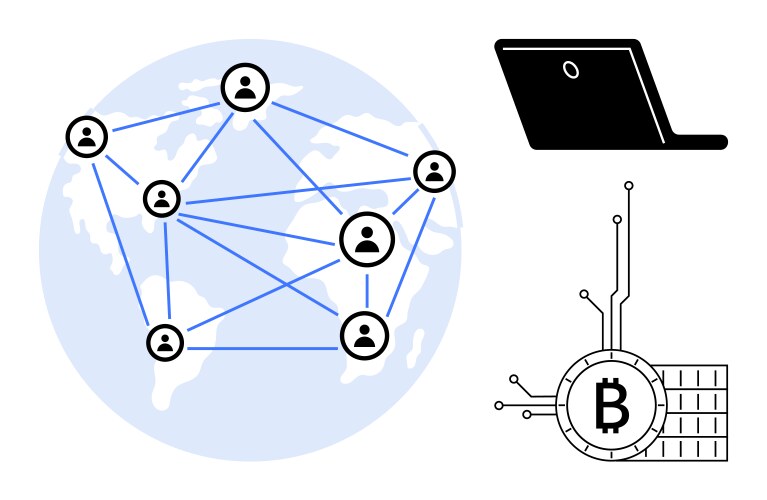 Global network connection with blockchain vector image